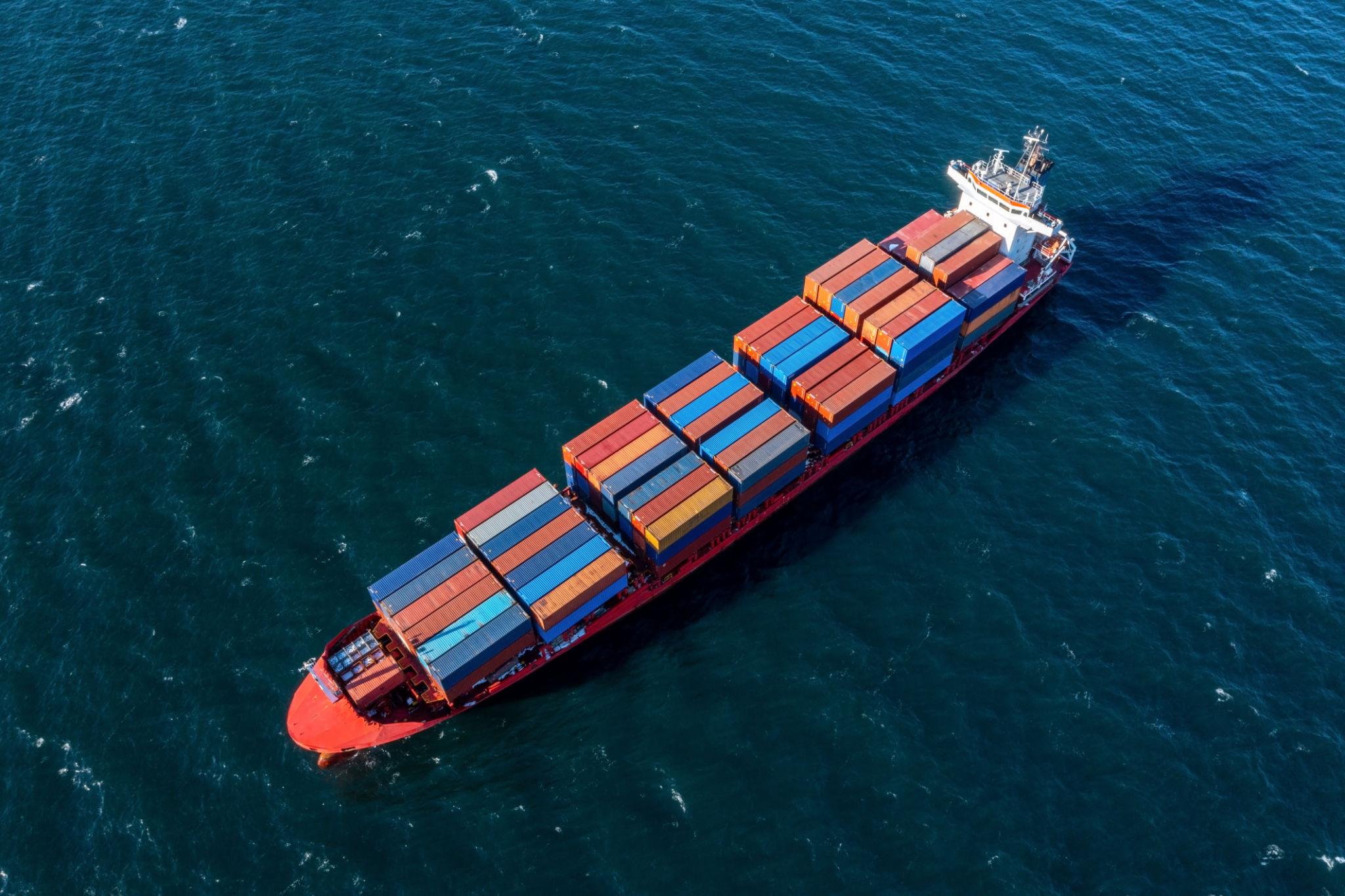 Container ship at a port